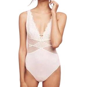 NWOT ANTHROPOLOGIE FLOREAT IVORY DABNEY LACED BODYSUIT, sz L